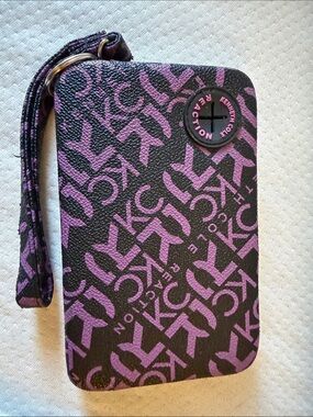 Kenneth Cole Black and Purple Logo Wristlet Phone Pouch